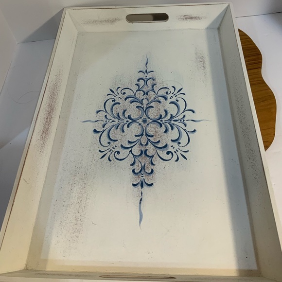 Shabby Chic Wooden Tray 13” X 19 - Picture 2 of 13